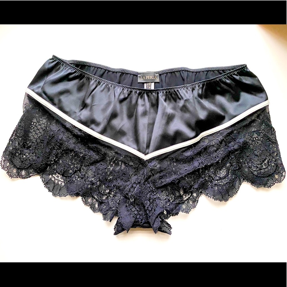 La Perla black silk lace panties underwear NWOT